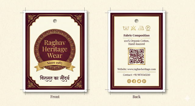 Raghav Heritage Wear - Premium Textile Hang Tag Design